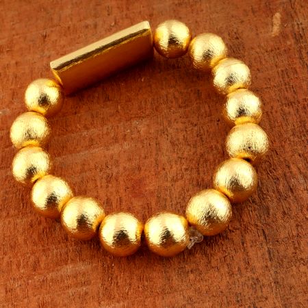 22k Gold plated Chunky beads Stretchable bracelet, Brass handmade jewelry